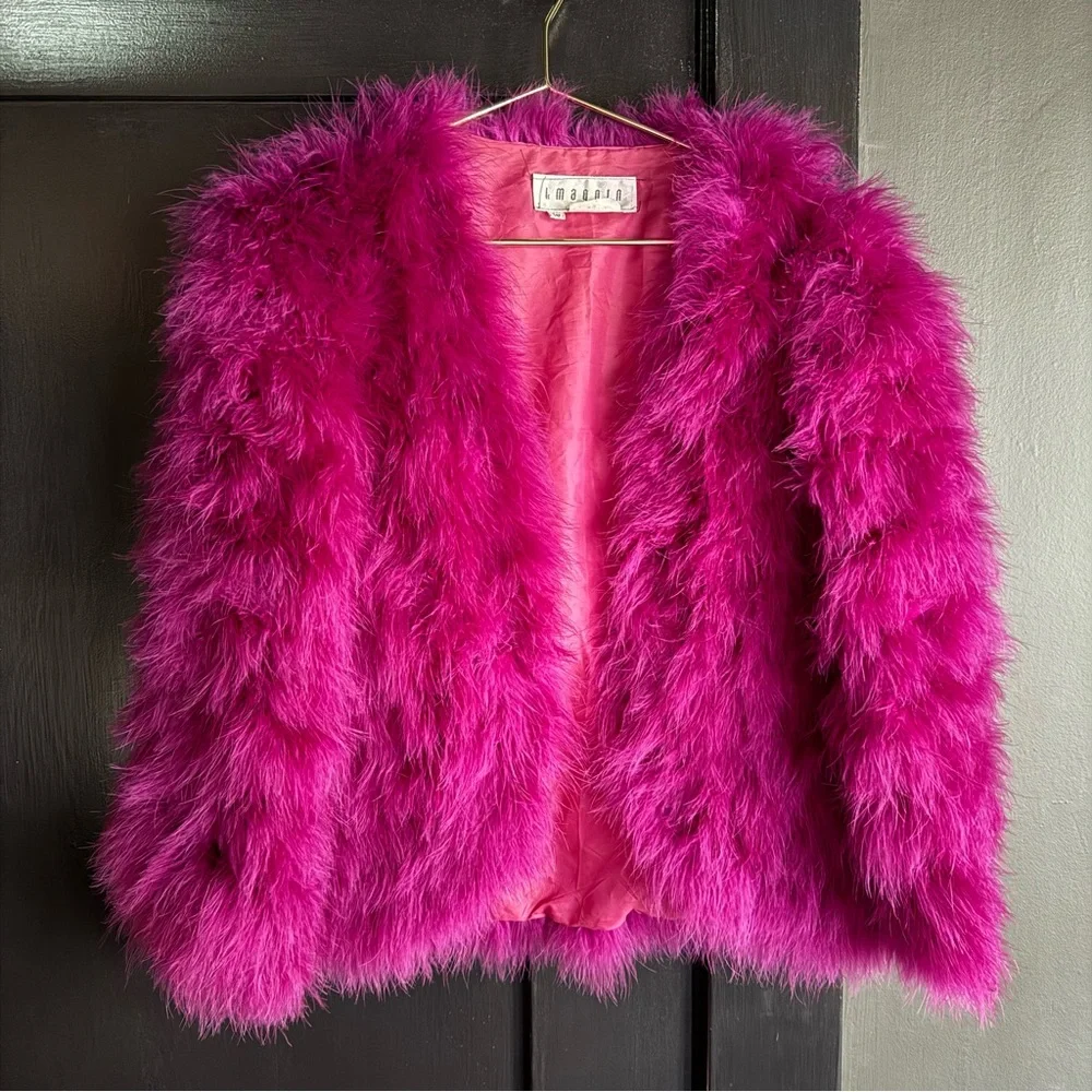 Fuchsia Feather Statement Jacket | Size 10 - Picture 1 of 9